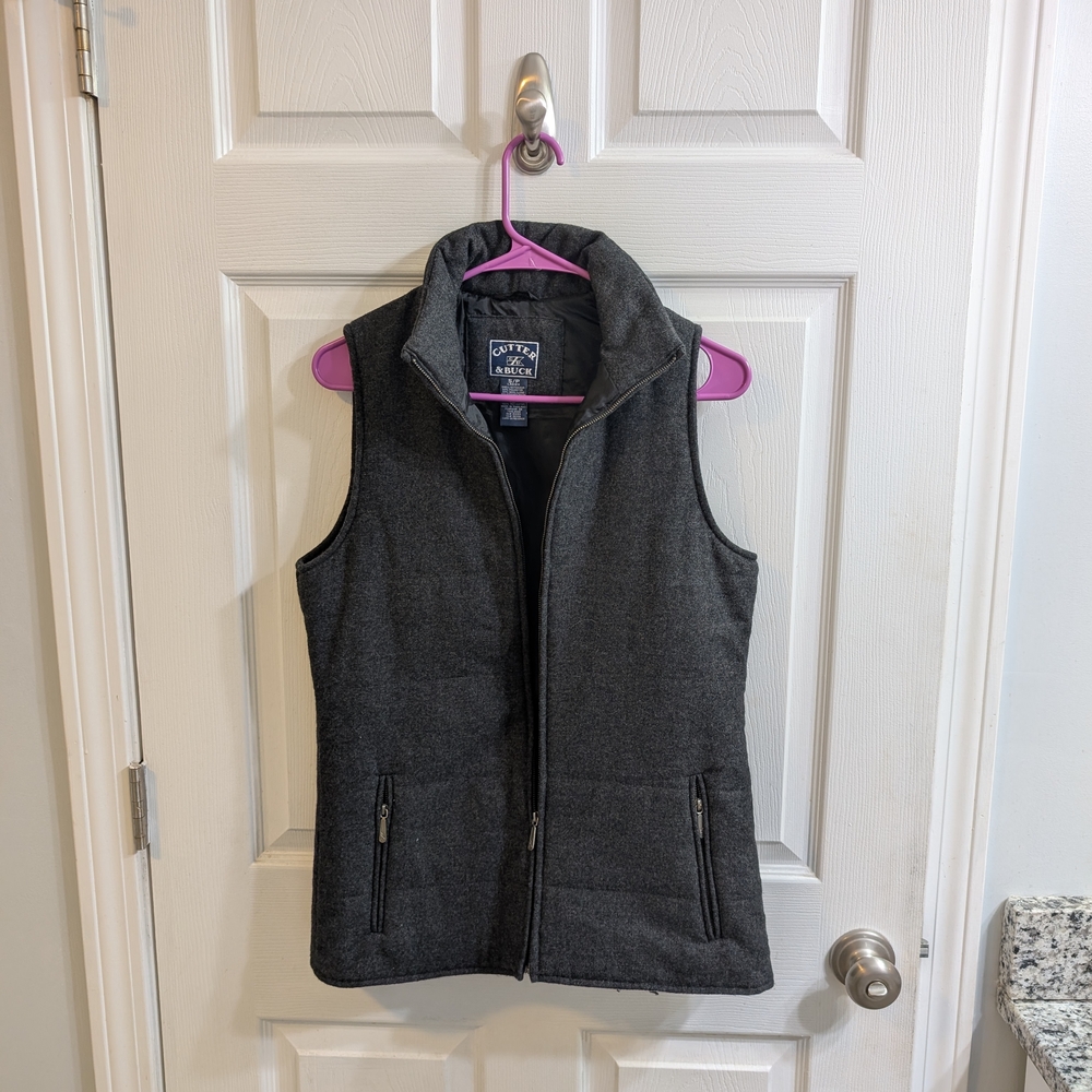Womens Cutter & Buck Gray Wool Blend Vest - Size S